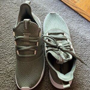 Adidas sage green sneaker, size 8 1/2, worn once briefly